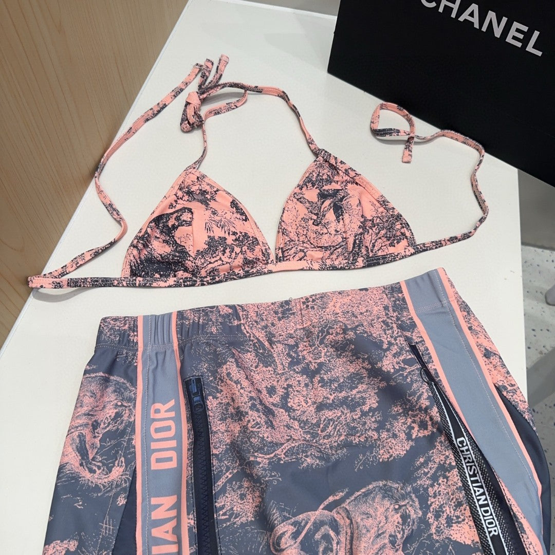 Classic artistic swimsuit three-piece set