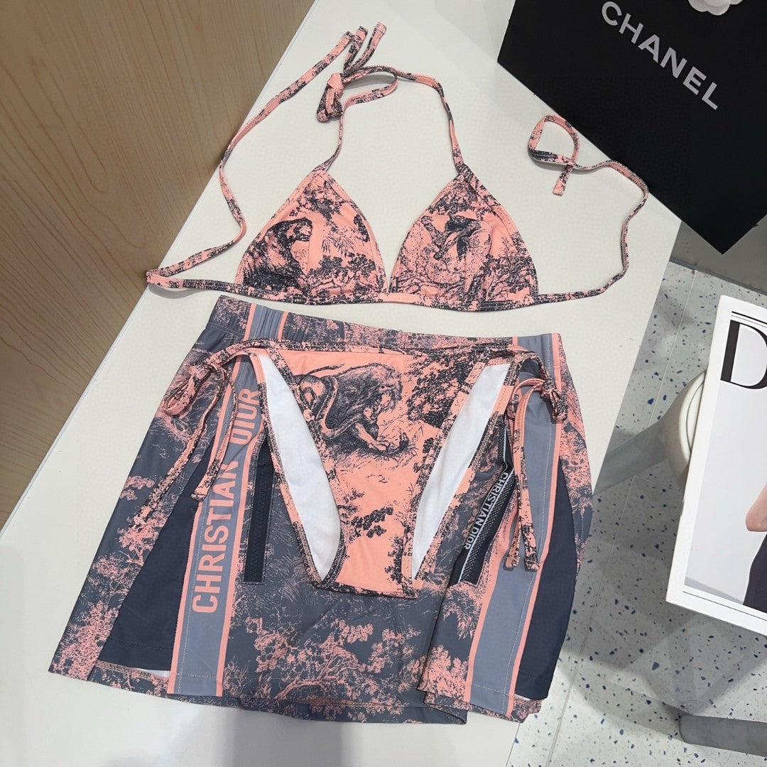 Classic artistic swimsuit three-piece set