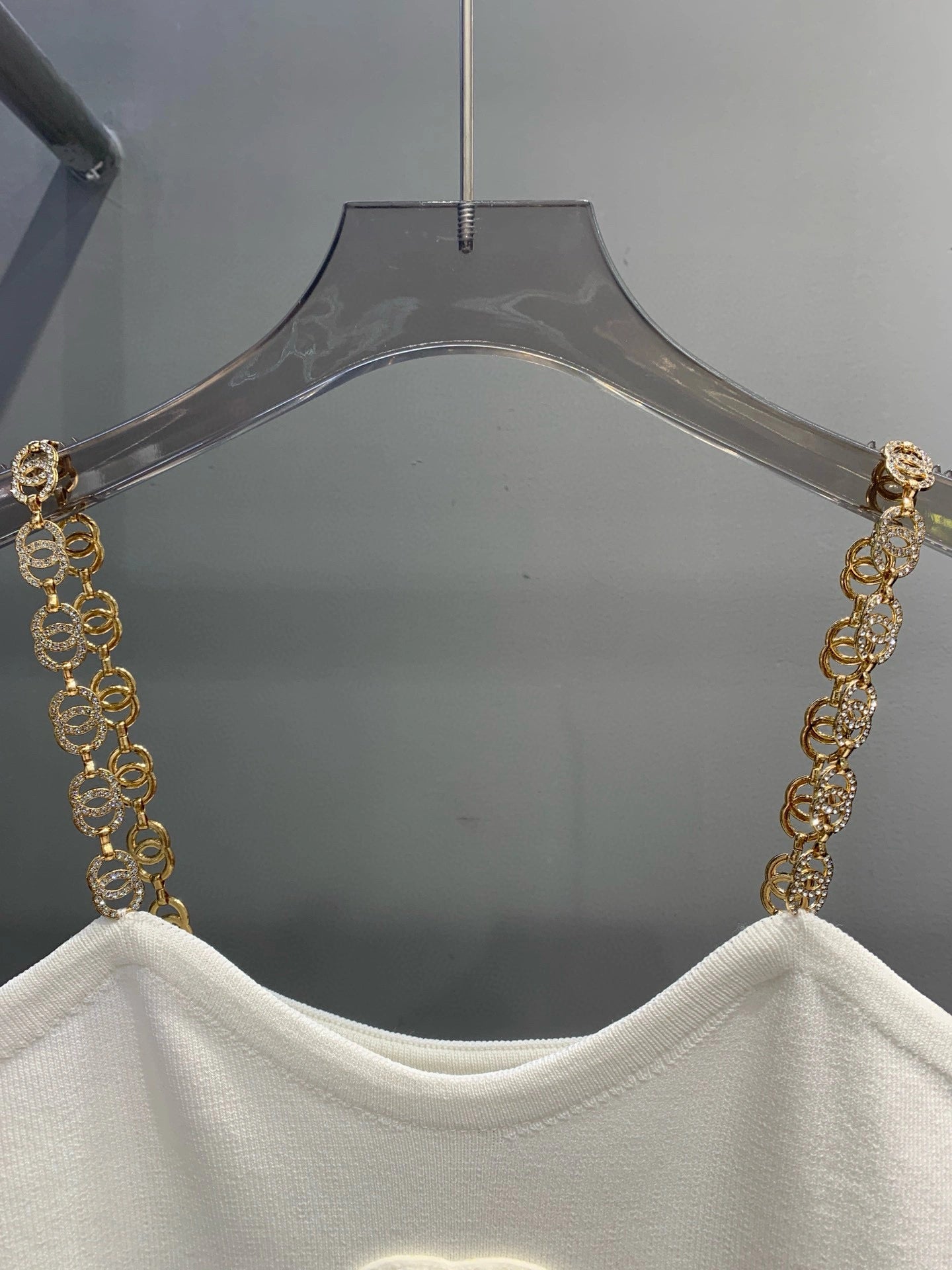 Double C stereoscopic towel embroidered custom hardware chain sling knitted vest