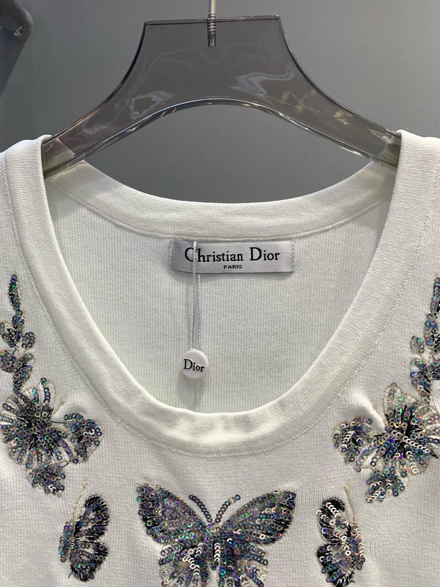 Butterfly sequined letter embroidered knitted vest