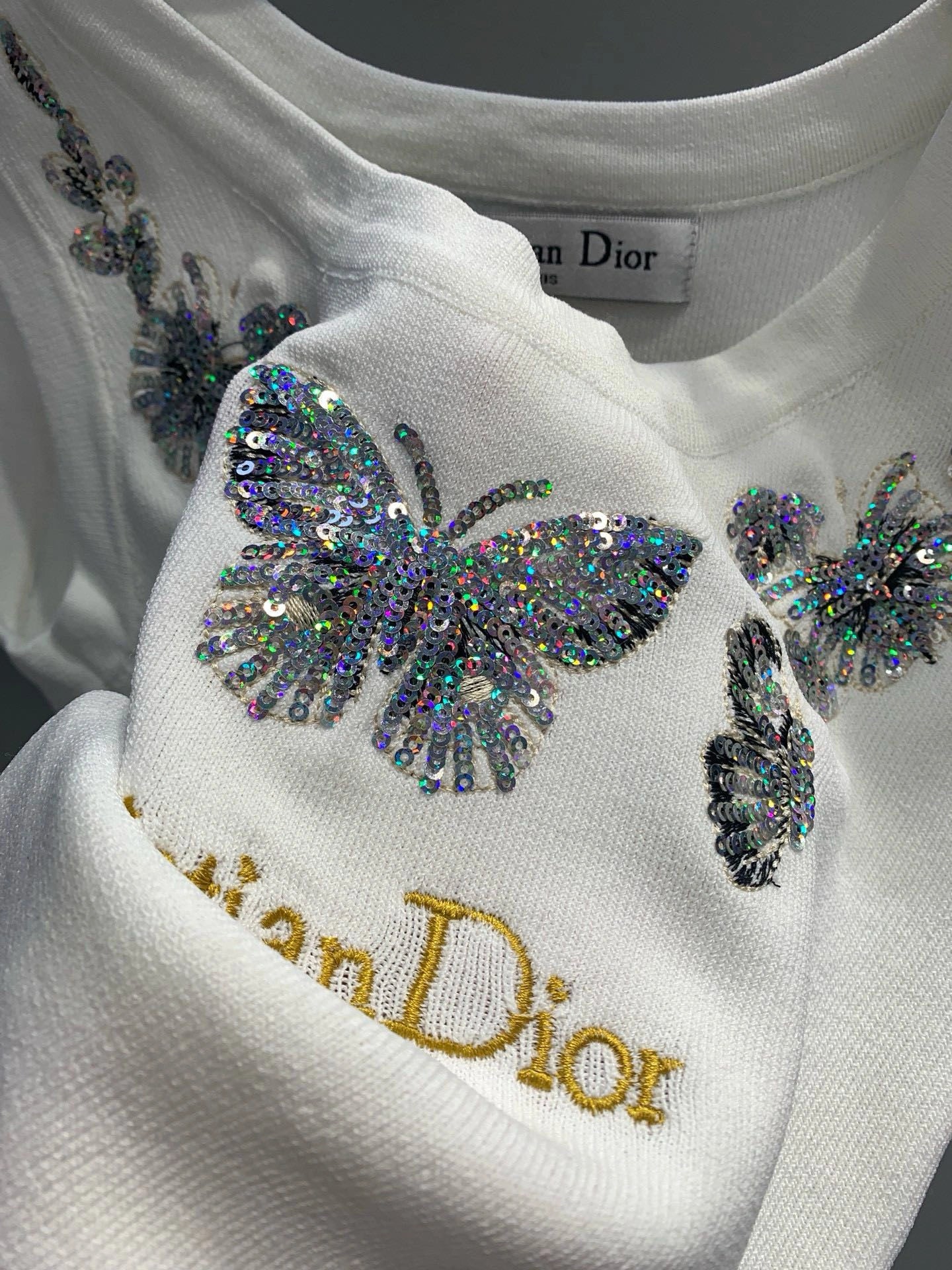 Butterfly sequined letter embroidered knitted vest