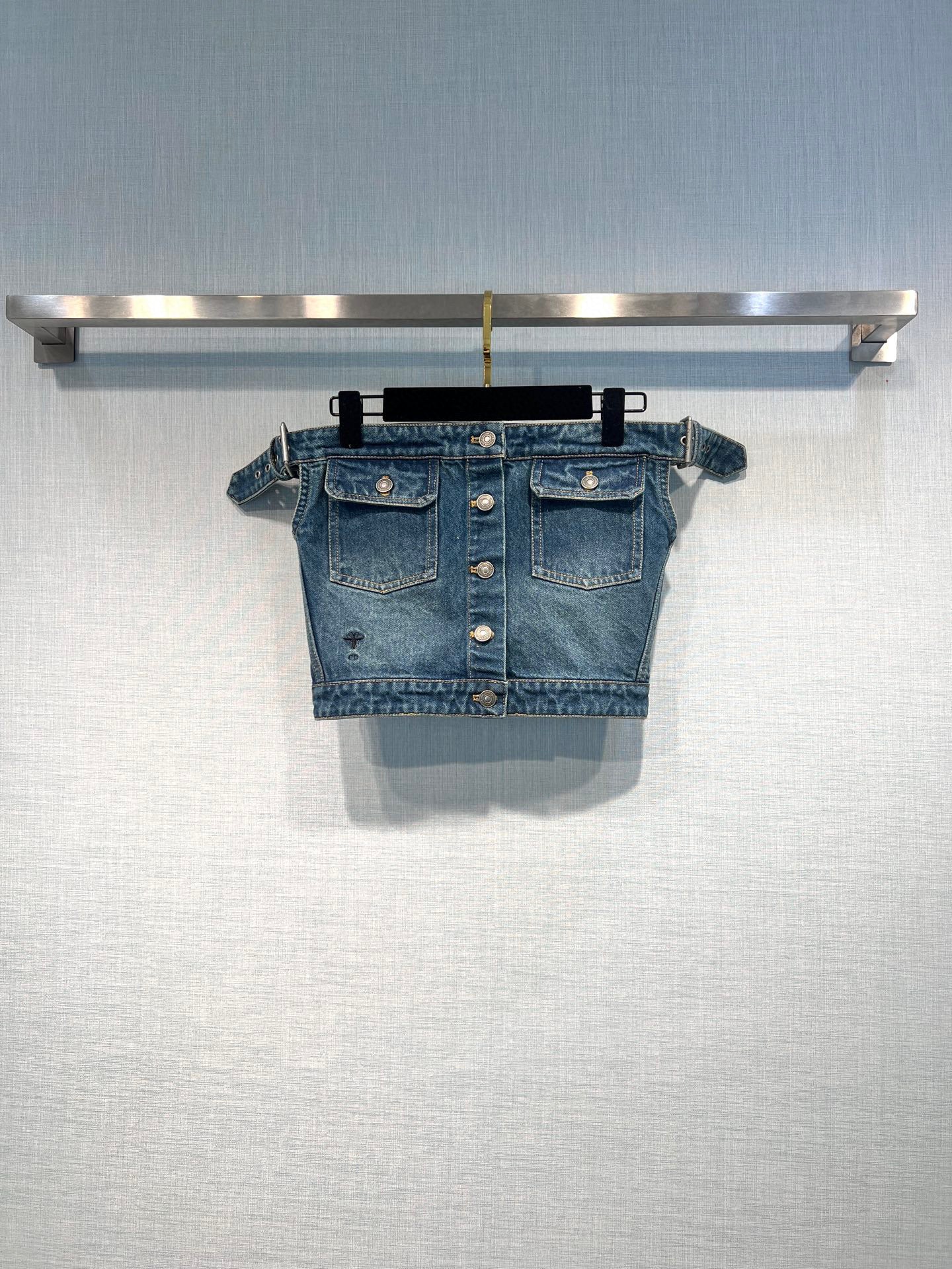 New one-shoulder tube top sexy denim jacket