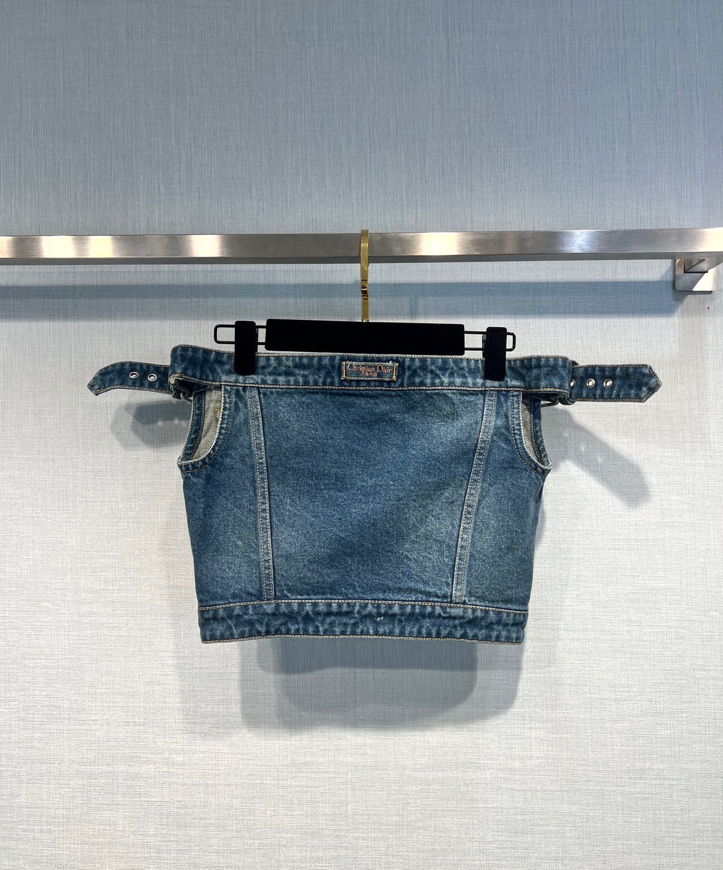 New one-shoulder tube top sexy denim jacket