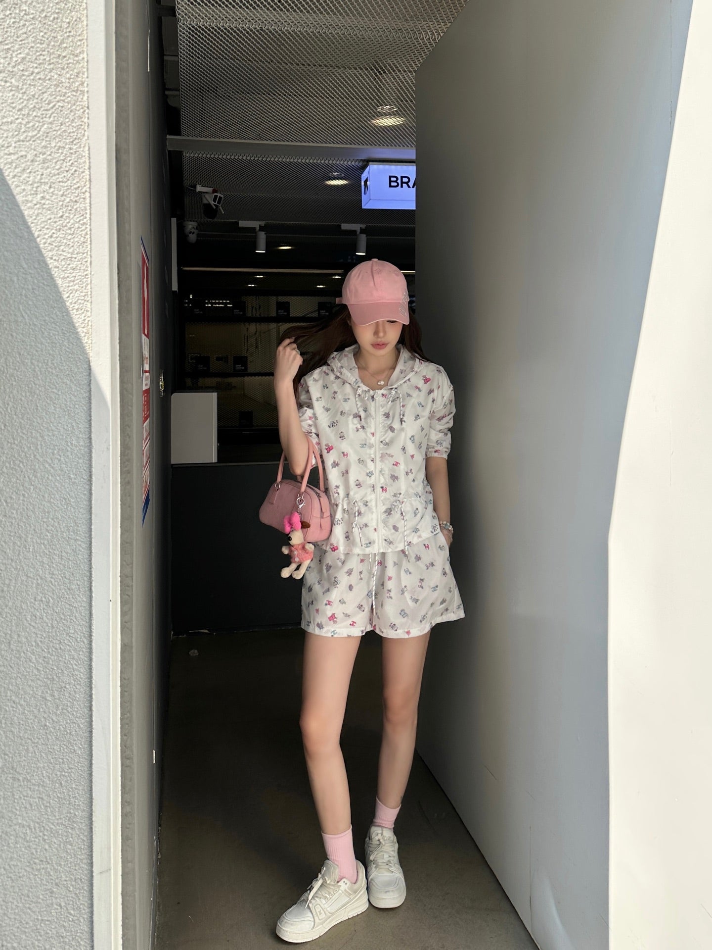 Logo all-over floral print sun protection suit set
