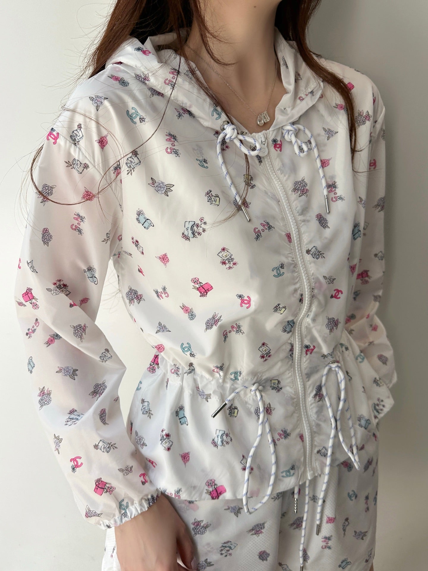 Logo all-over floral print sun protection suit set