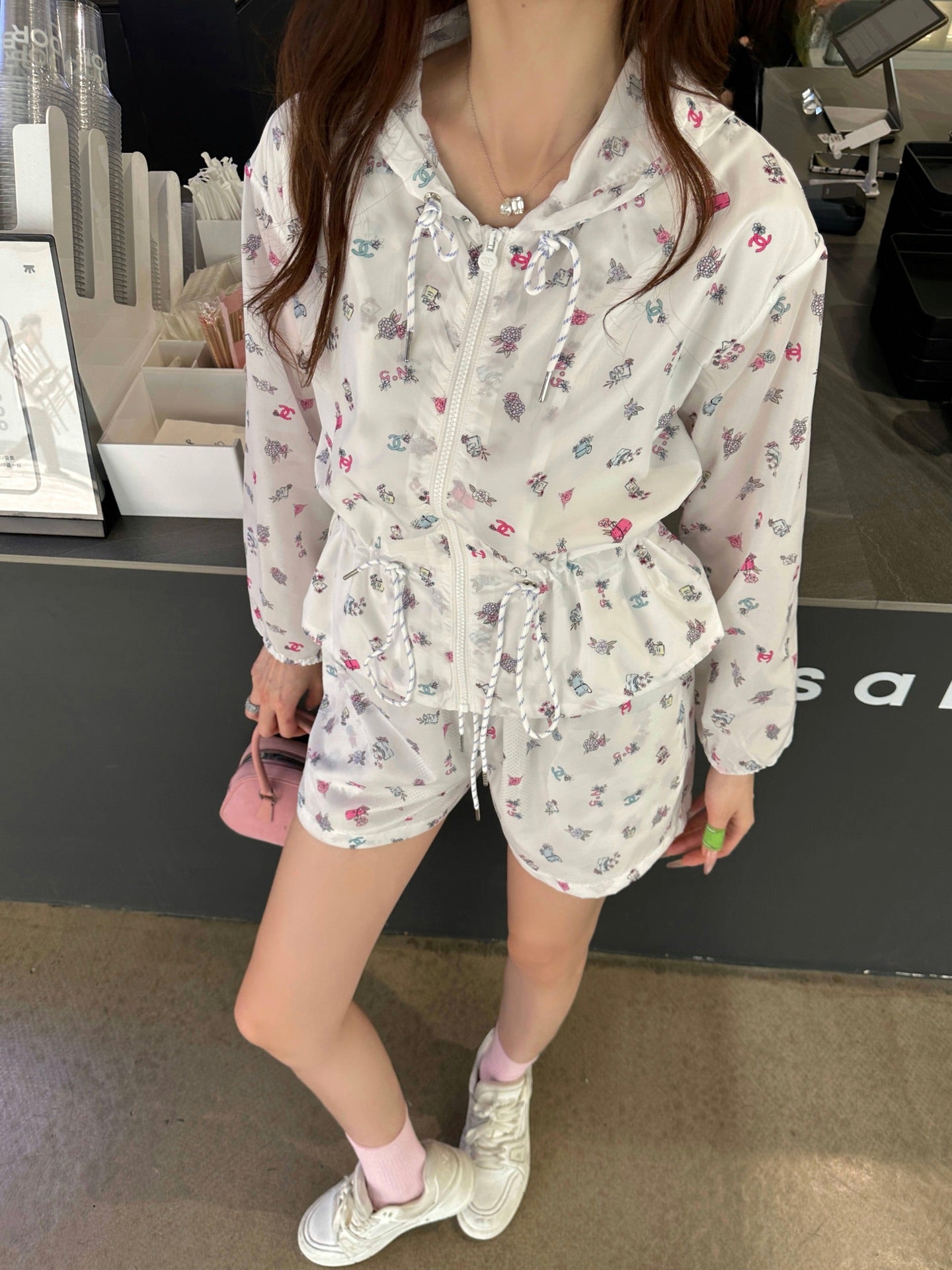 Logo all-over floral print sun protection suit set