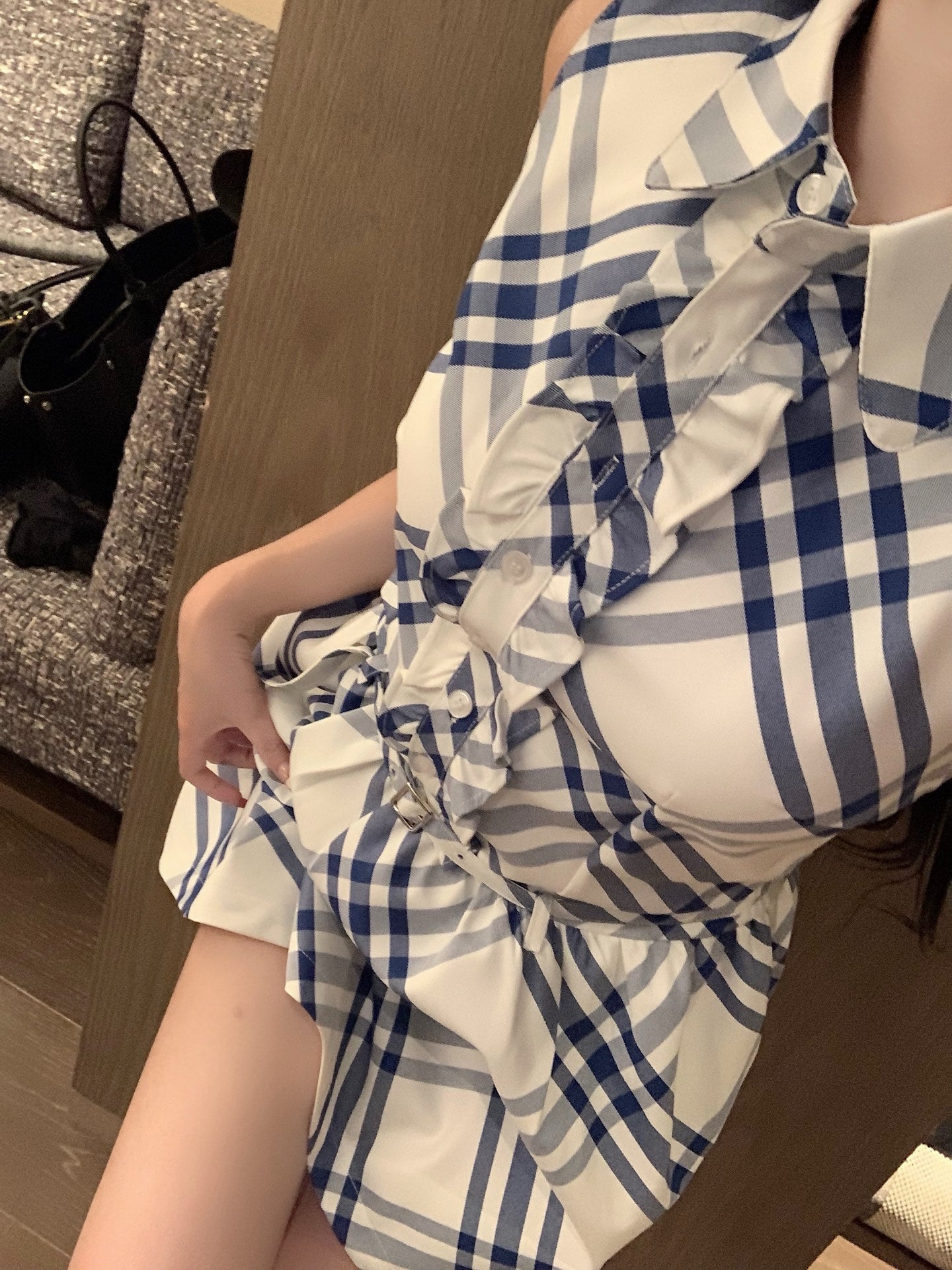 Classic striped sleeveless lace vest dress