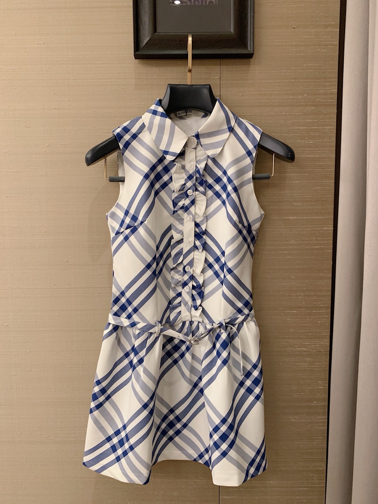 Classic striped sleeveless lace vest dress