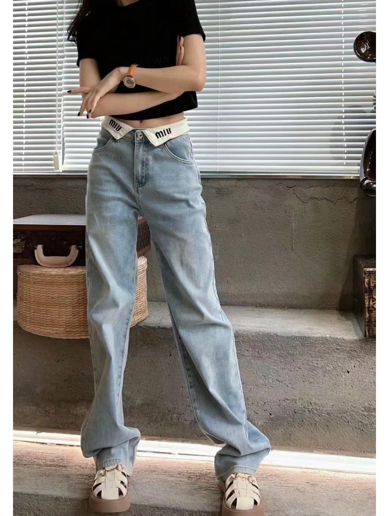 White reverse washed jeans