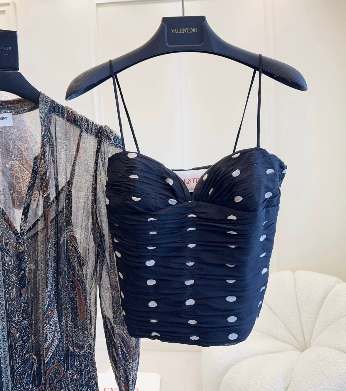 New black and white silk polka-dot sling
