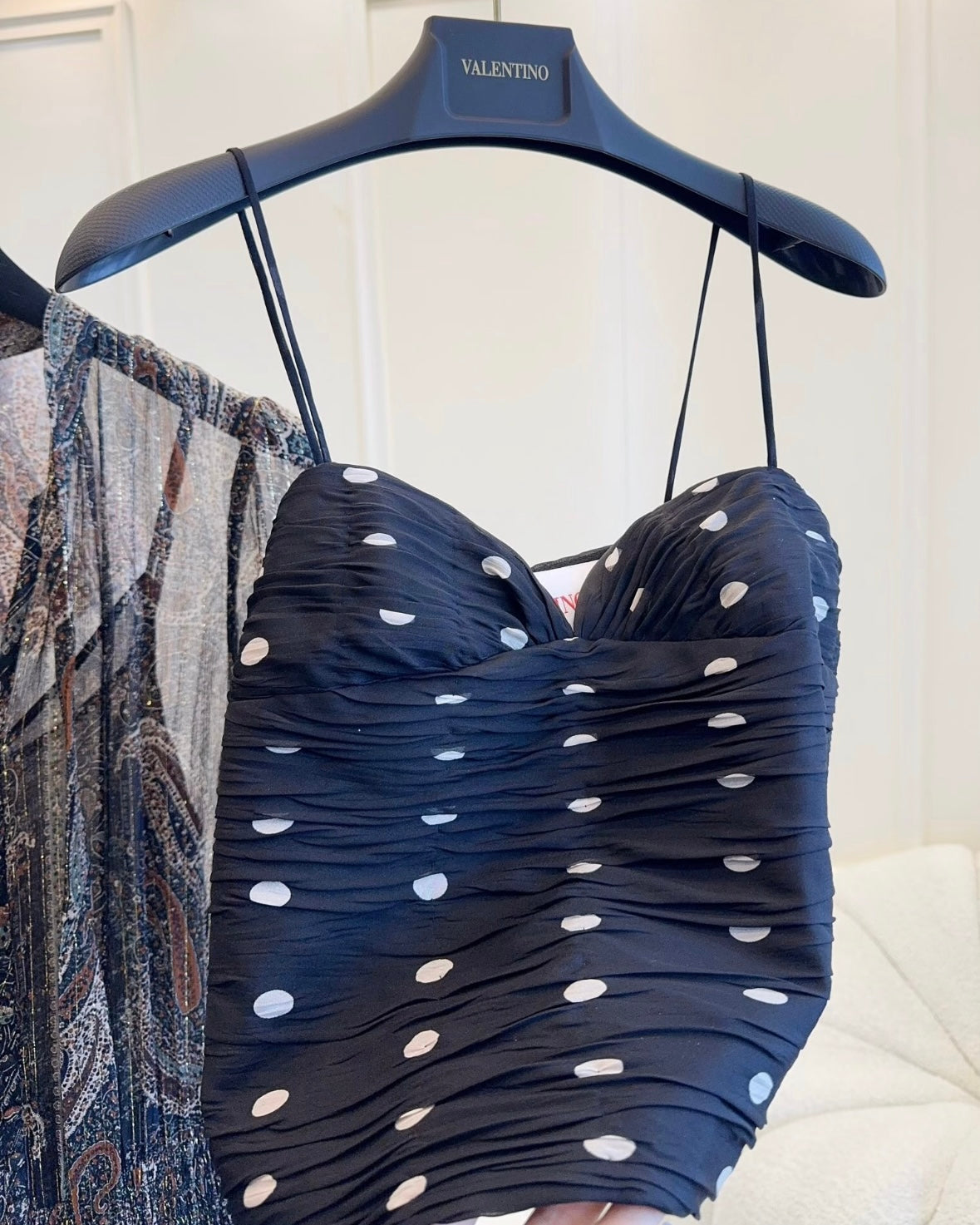 New black and white silk polka-dot sling