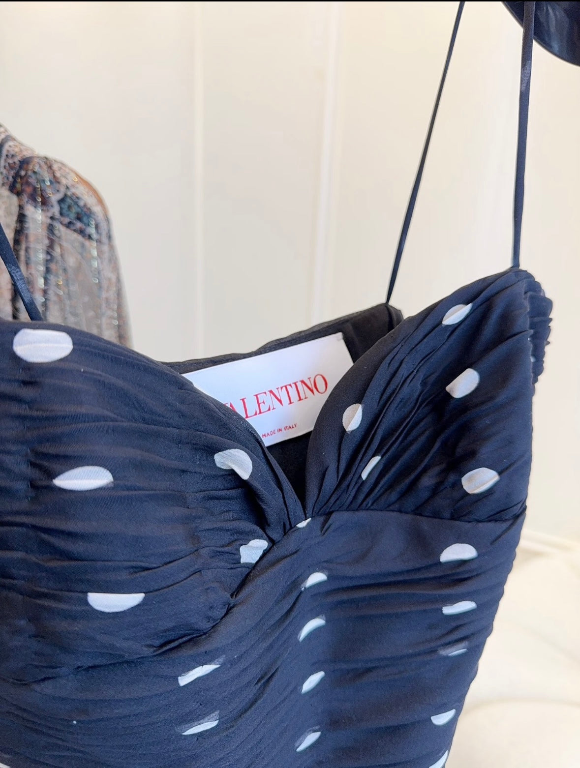 New black and white silk polka-dot sling