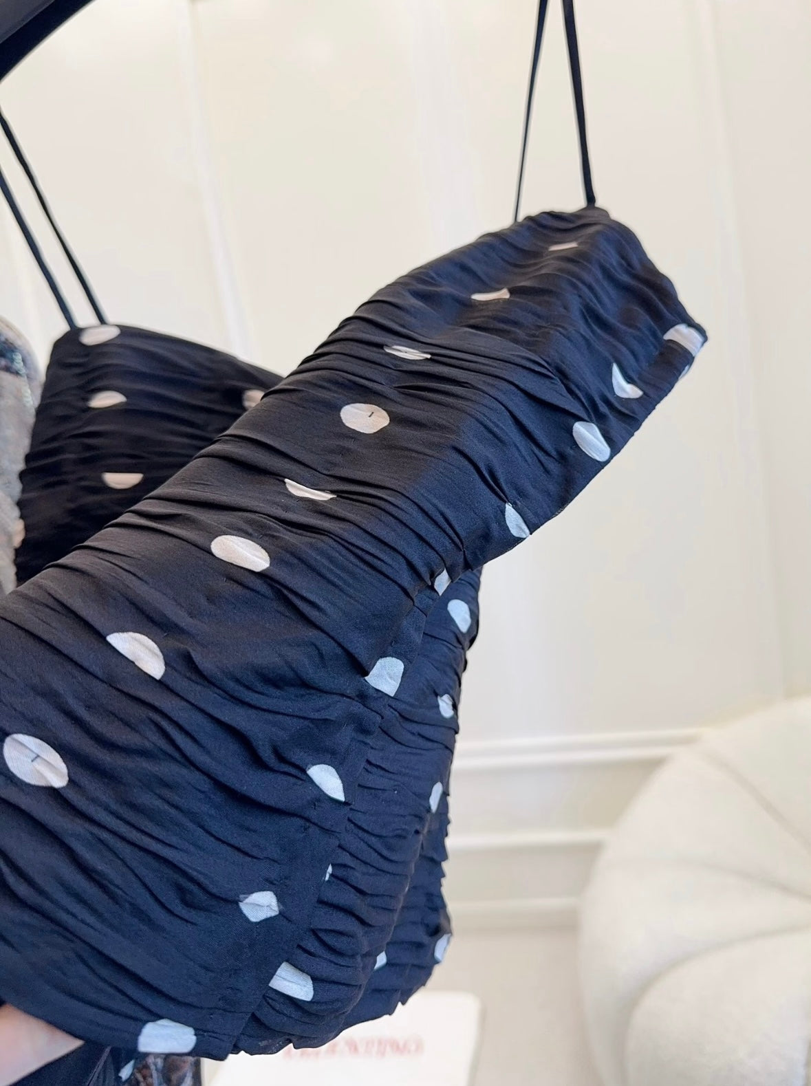 New black and white silk polka-dot sling