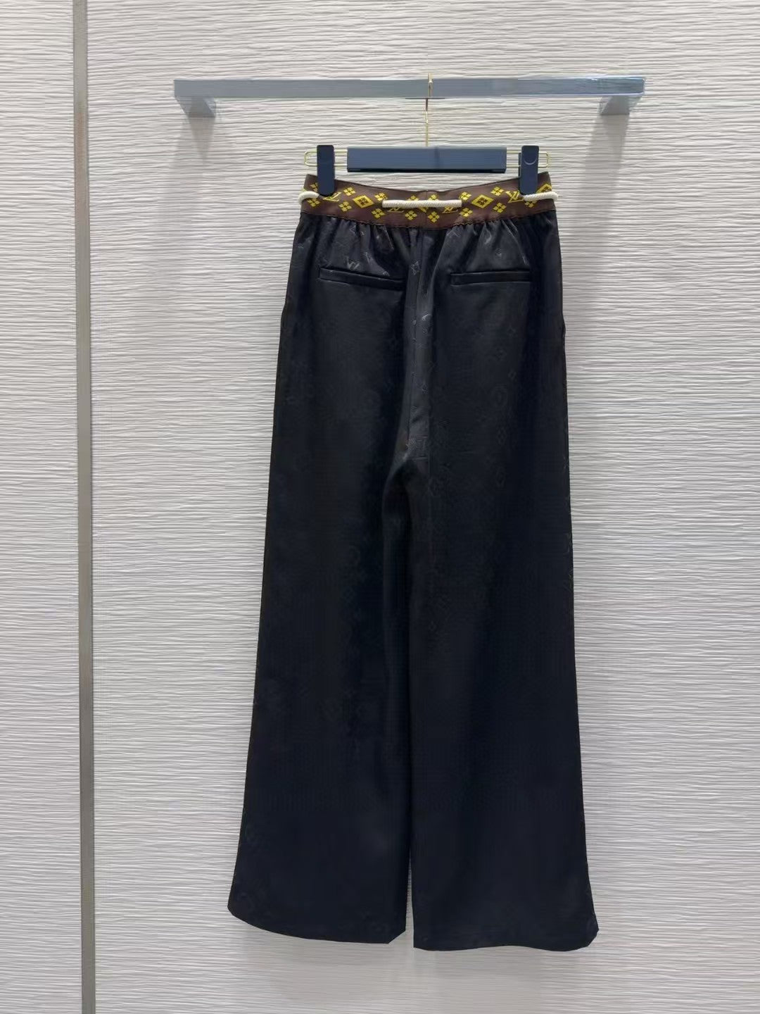 New dark elastic lace-up casual trousers