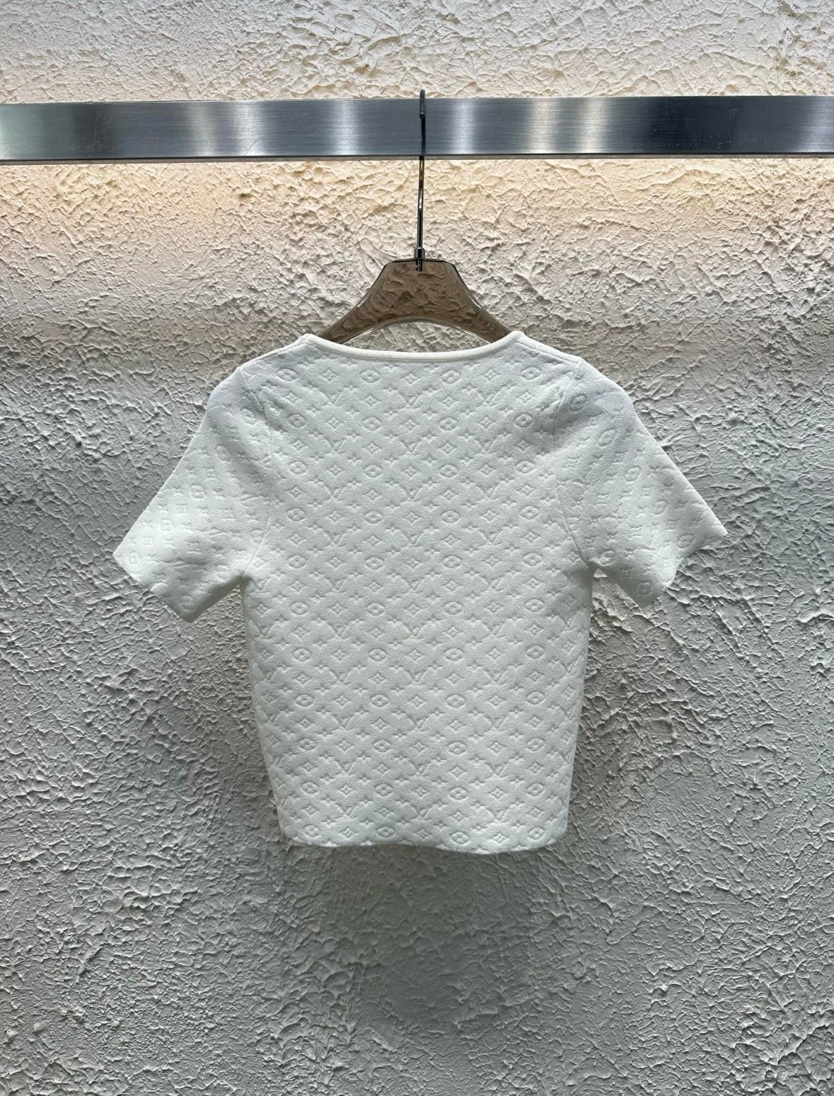 New dark jacquard letter knitted square collar is short
