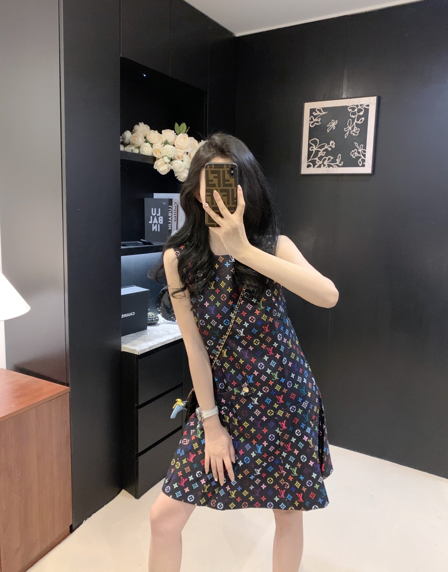 Presbyopic printed sleeveless dress