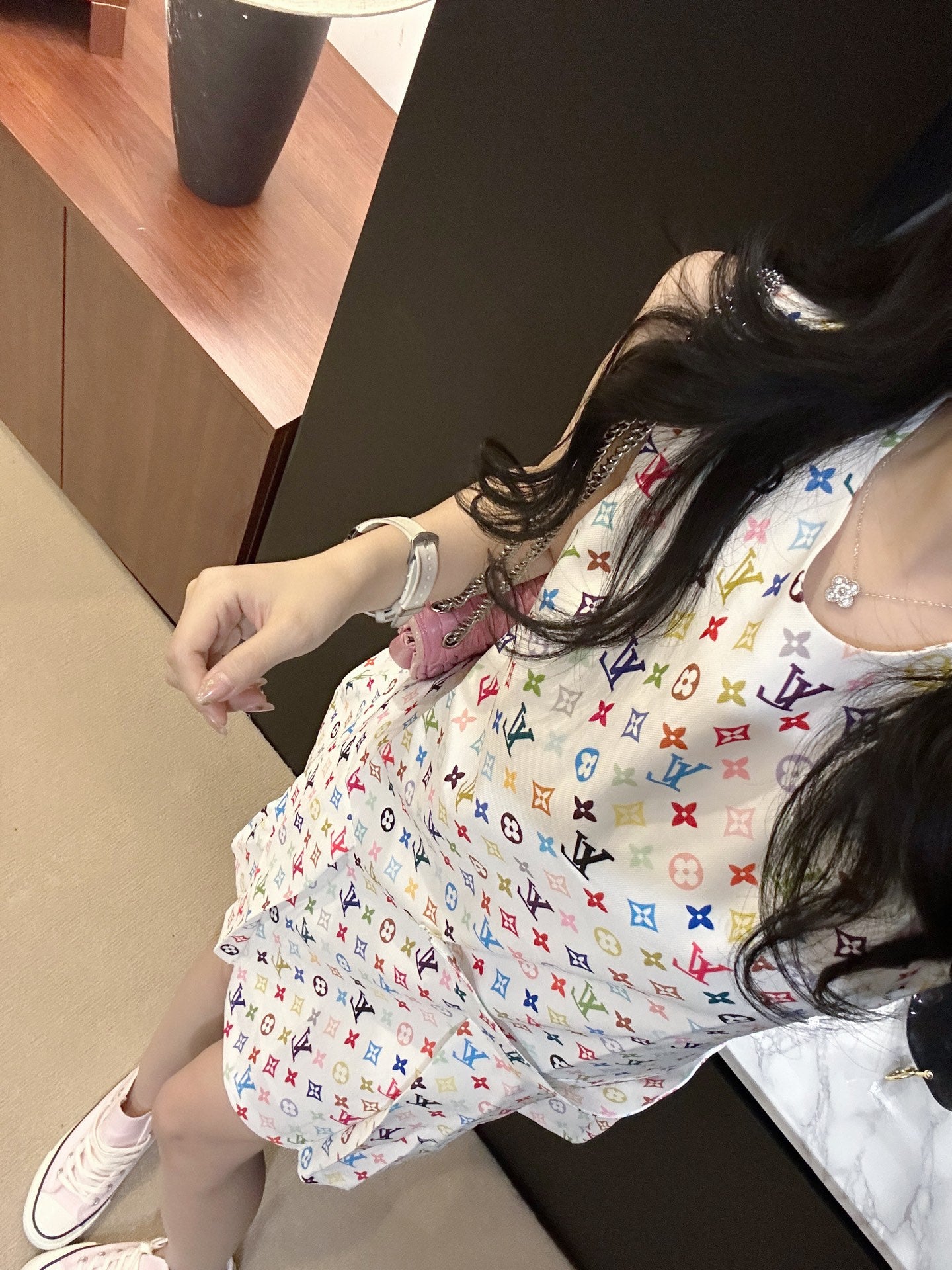 Presbyopic printed sleeveless dress
