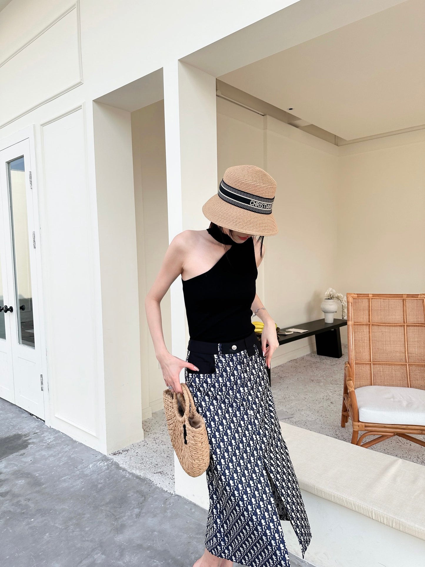 New Simple Letter Print Skirt