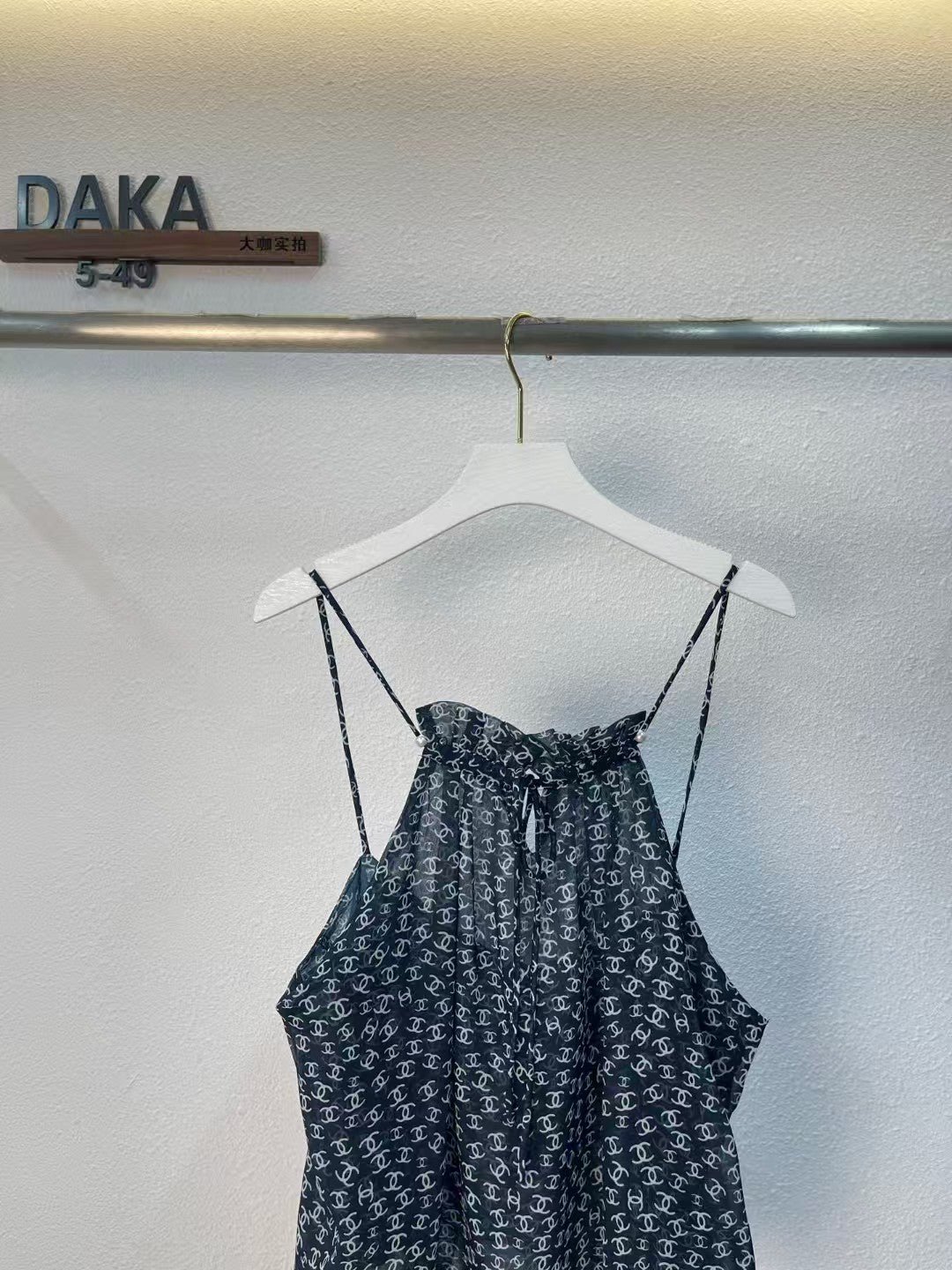 Sheer backless chiffon halter top