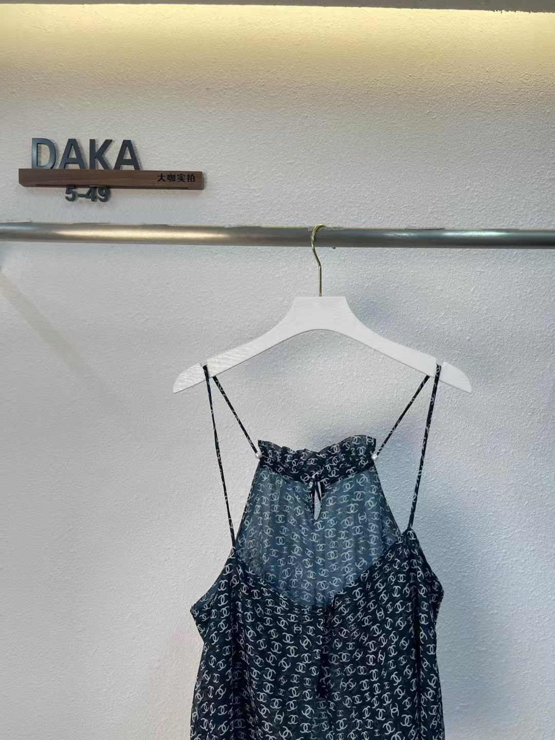Sheer backless chiffon halter top