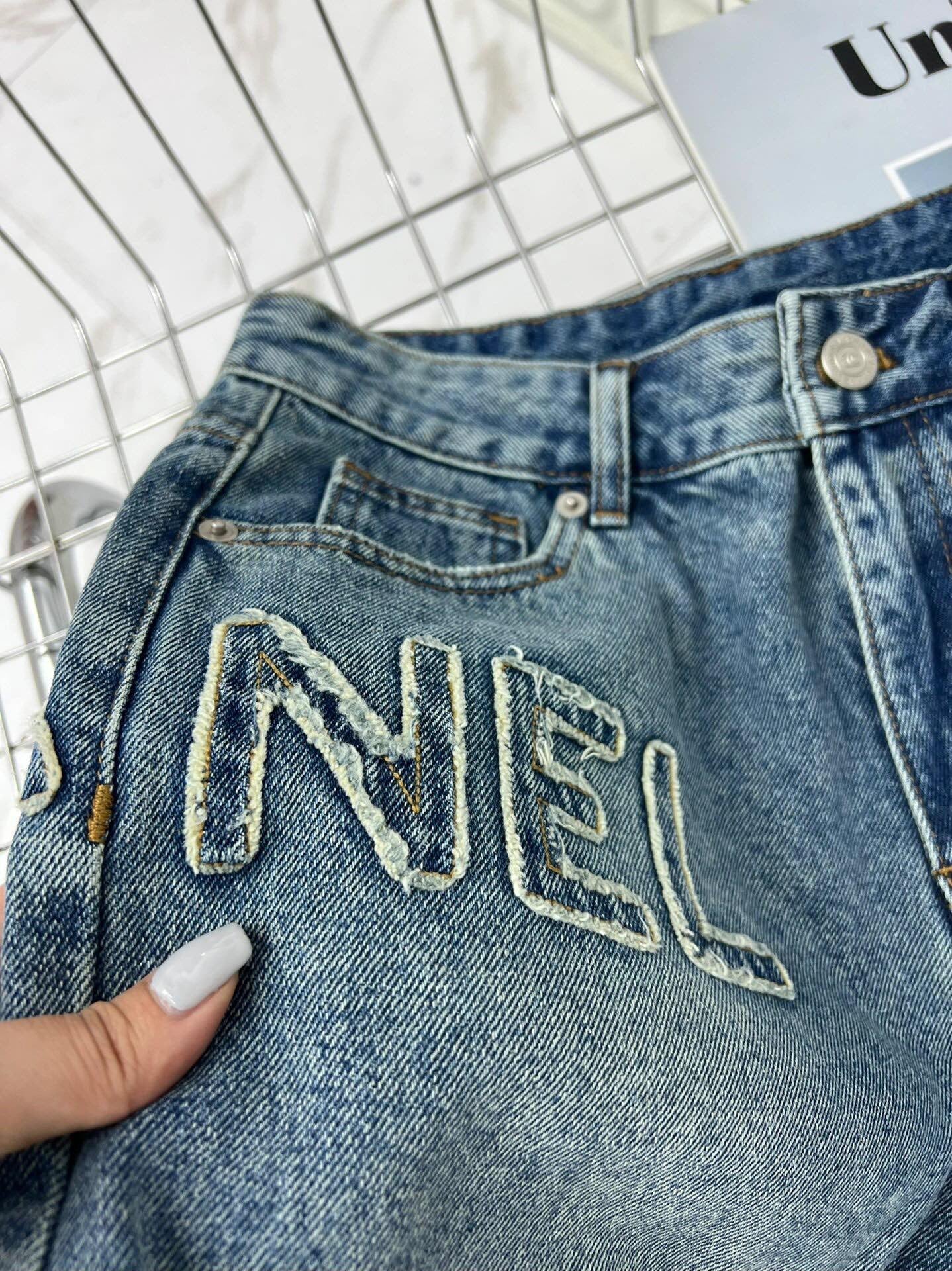 Fashionable Printed Denim Shorts