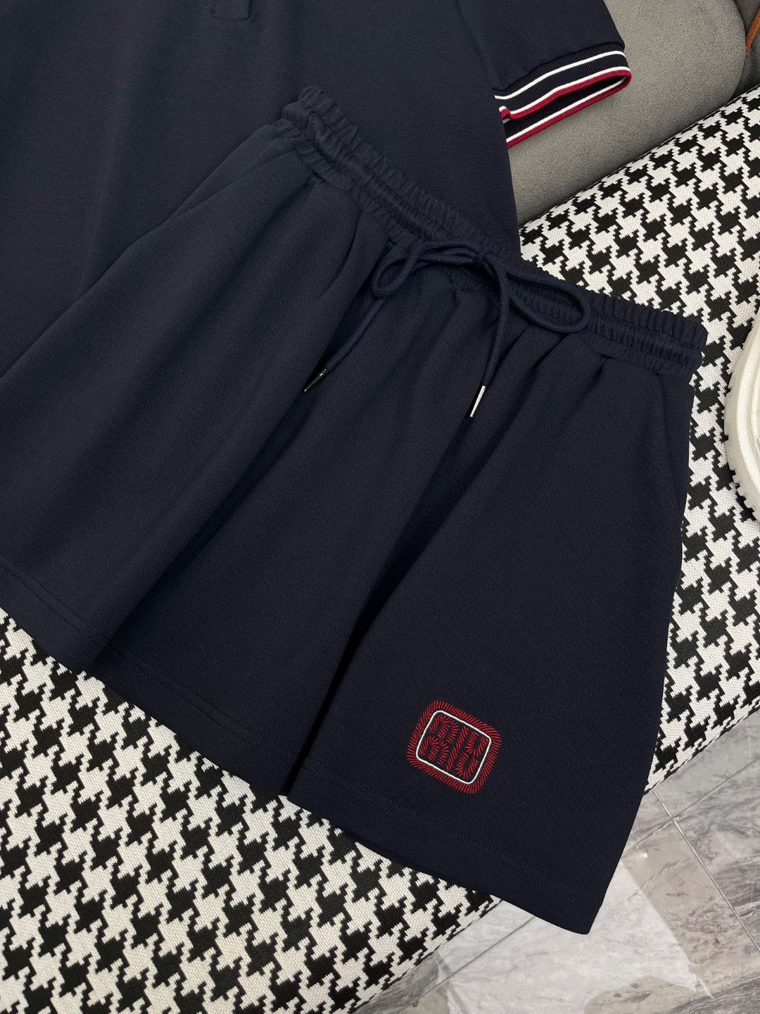 Alphabet embroidery decorated casual half skirt set