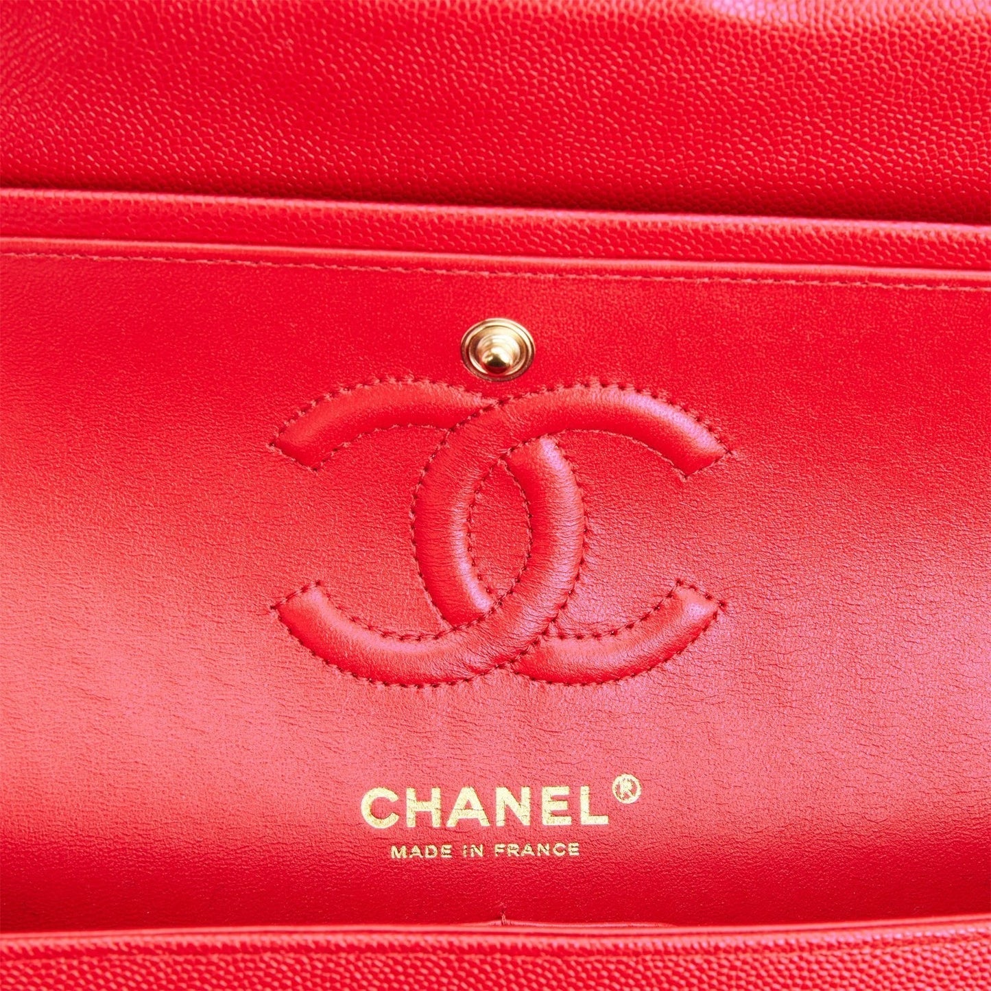 Small Classic Double Flap Red Caviar Light Gold Hardware