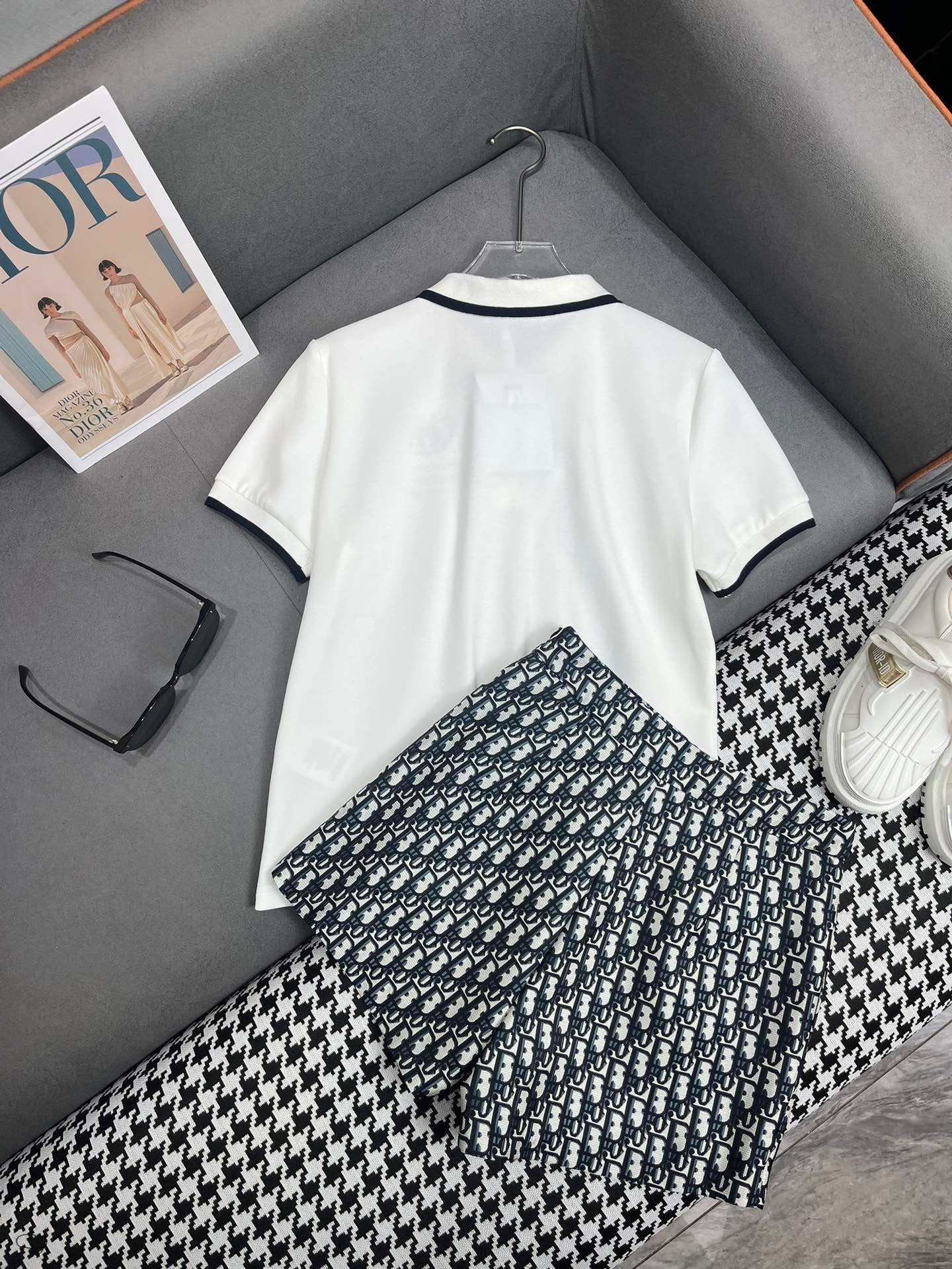 Casual Polo Shirt Embroidered Shorts Suit