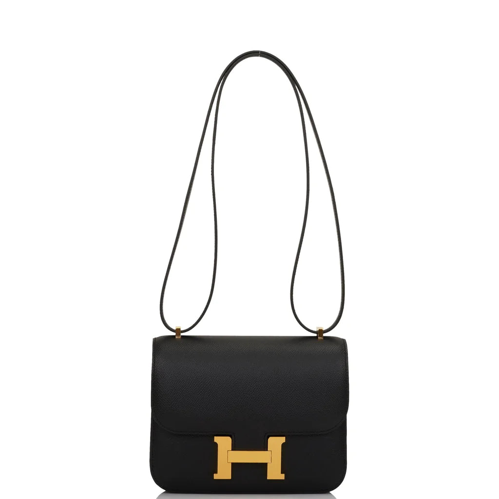 HE&ME Constance Bag 18 Black Epsom Gold Hardware