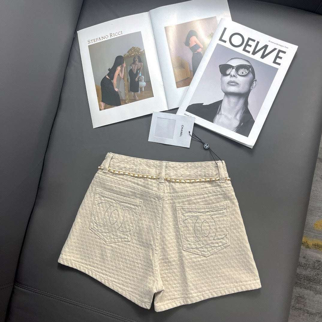Diamond Pattern Denim Shorts