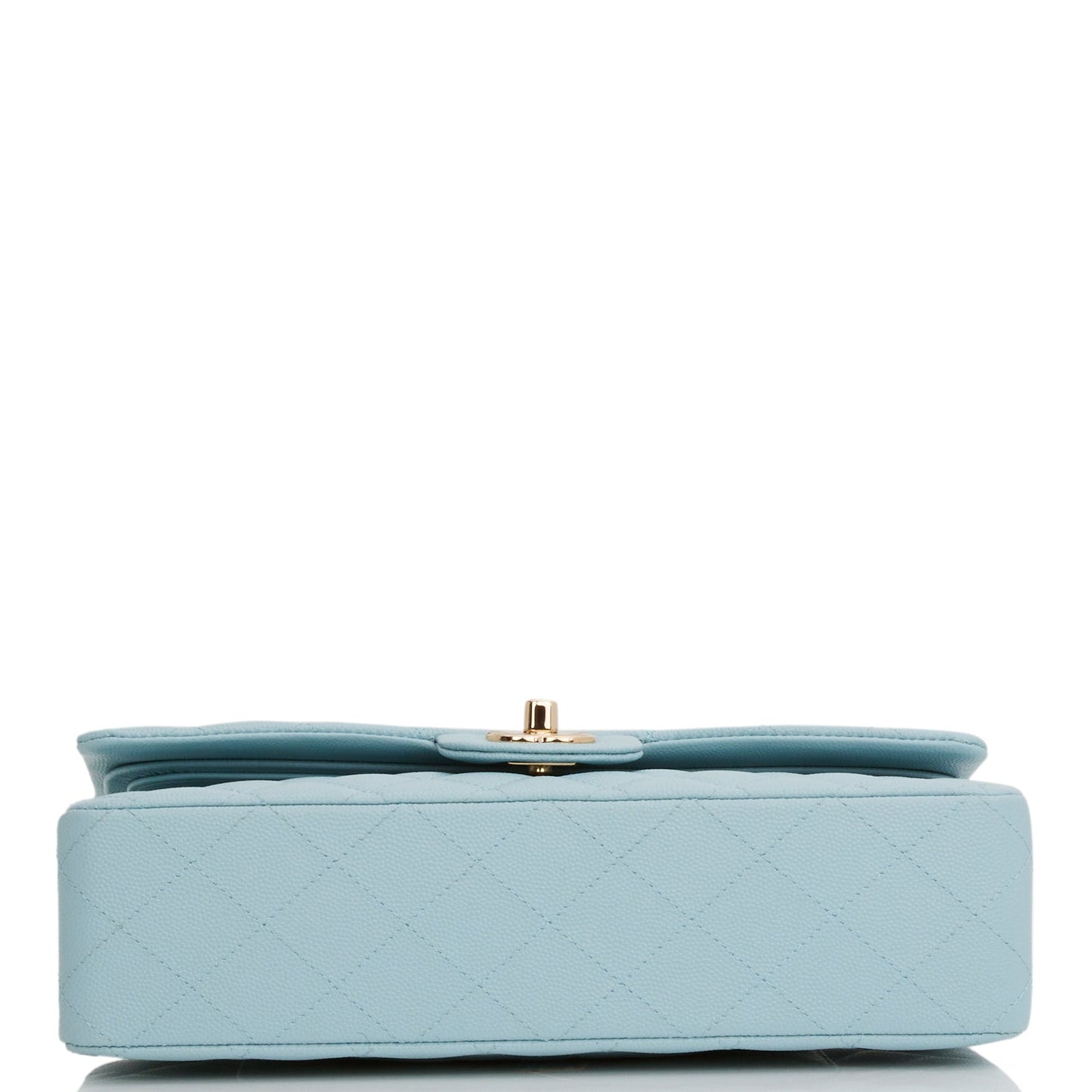 Medium Classic Double Flap Bag Blue Quilted Caviar Light Gold Hardware