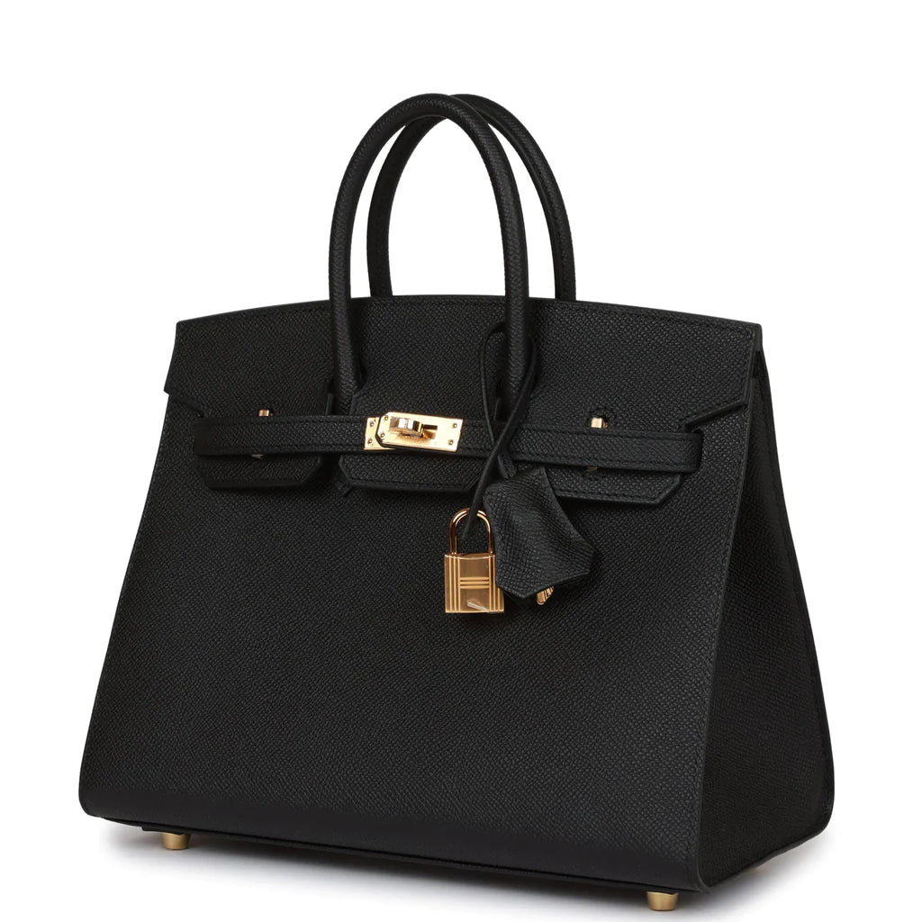 HE&ME Birkin Sellier 25 Black Epsom Gold Hardware