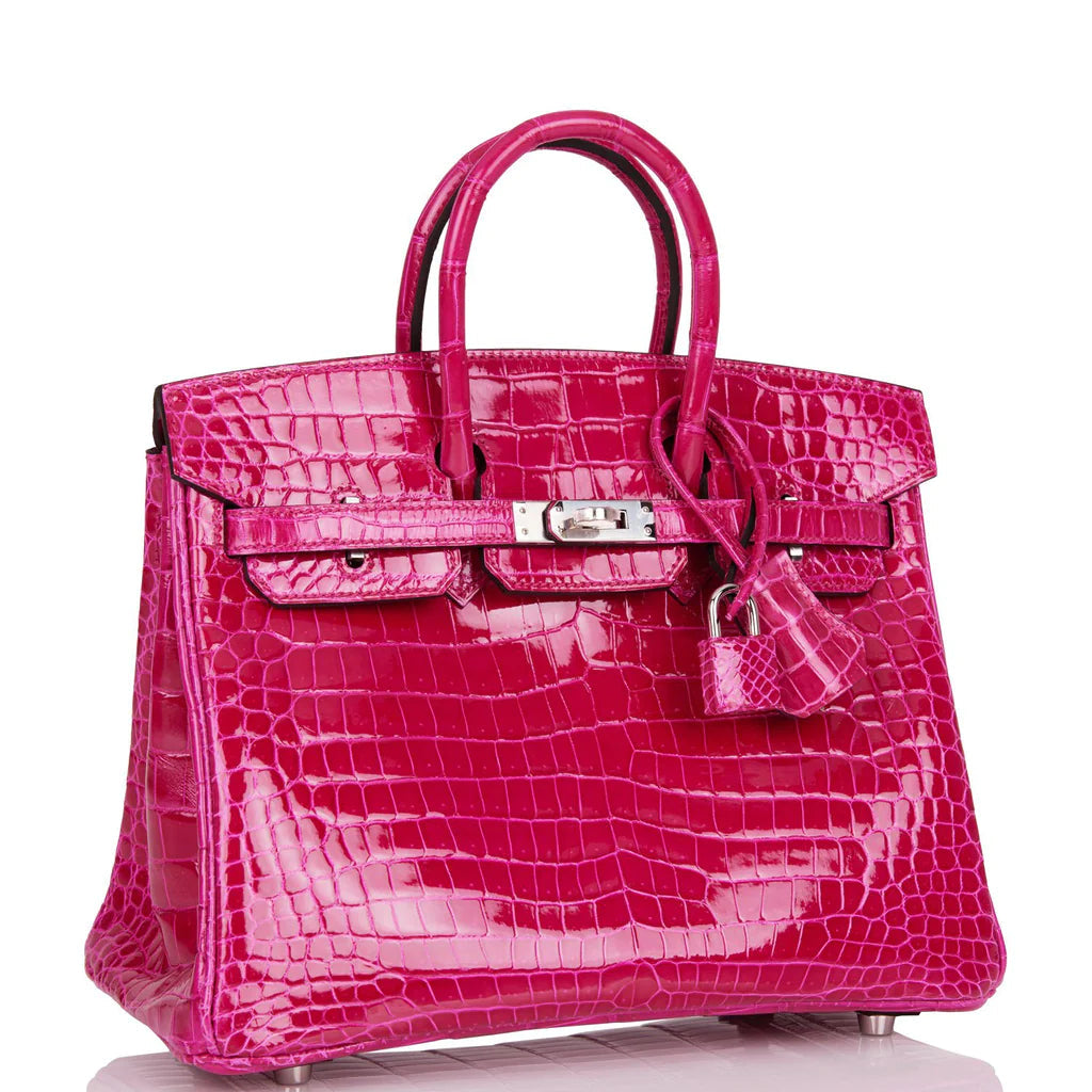 HE&ME Birkin 25 Rose Mexico Shiny Porosus Crocodile Palladium Hardware