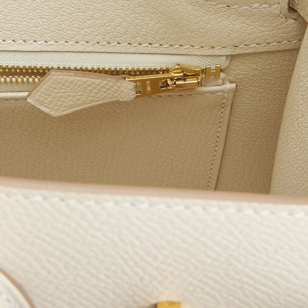 HE&ME Birkin Sellier 25 Craie Epsom Gold Hardware
