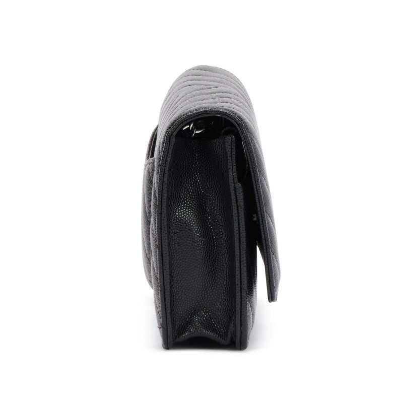 Black Caviar Chevron Wallet On Chain Sier Hardware