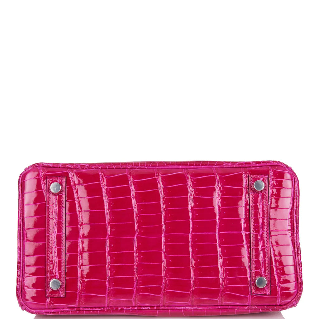 HE&ME Birkin 25 Rose Mexico Shiny Porosus Crocodile Palladium Hardware