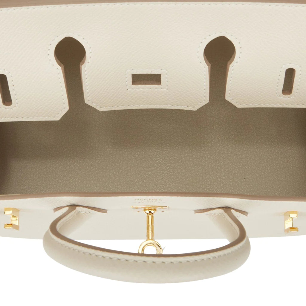 HE&ME Birkin Sellier 25 Craie Epsom Gold Hardware