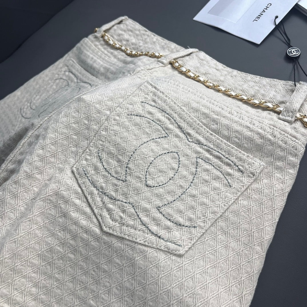 Diamond Pattern Denim Shorts