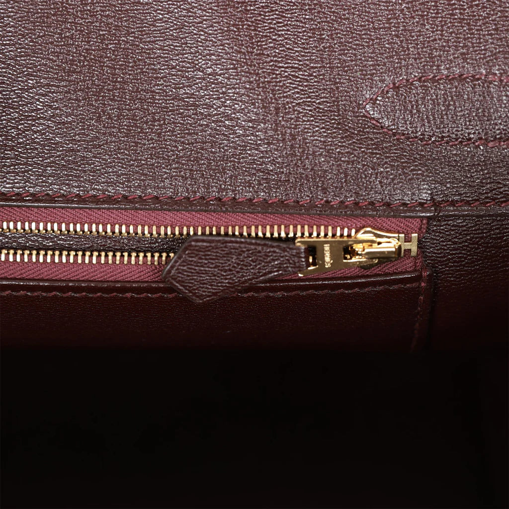 HE&ME Birkin 30 Bordeaux Shiny Porosus Crocodile Gold Hardware