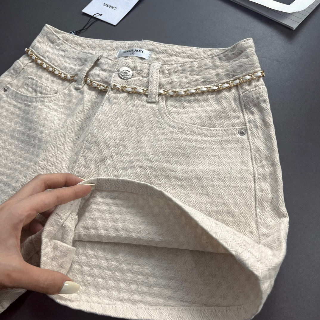 Diamond Pattern Denim Shorts