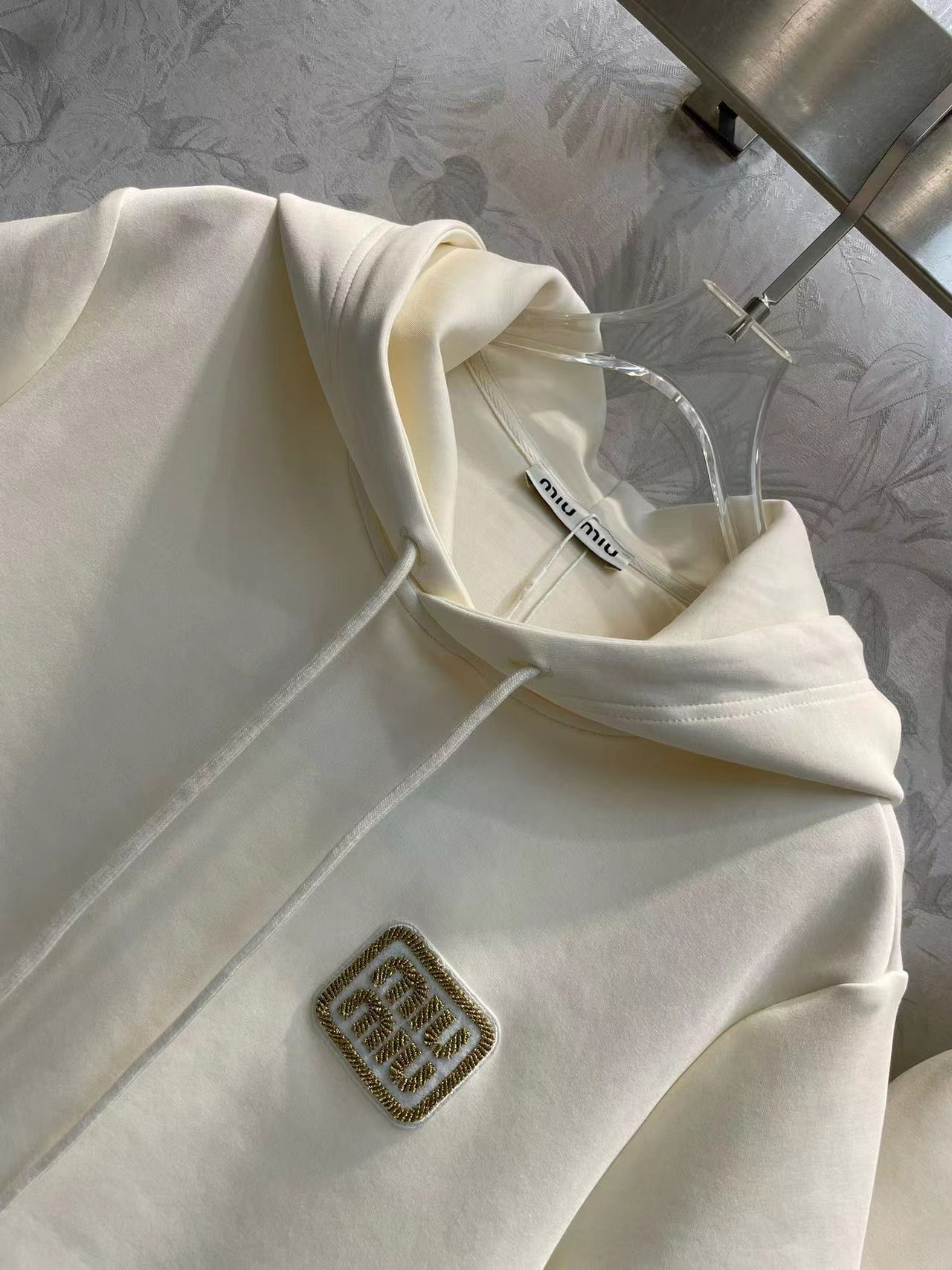 Letter Stamp Embroidered Hooded Short Sleeve Shorts Set