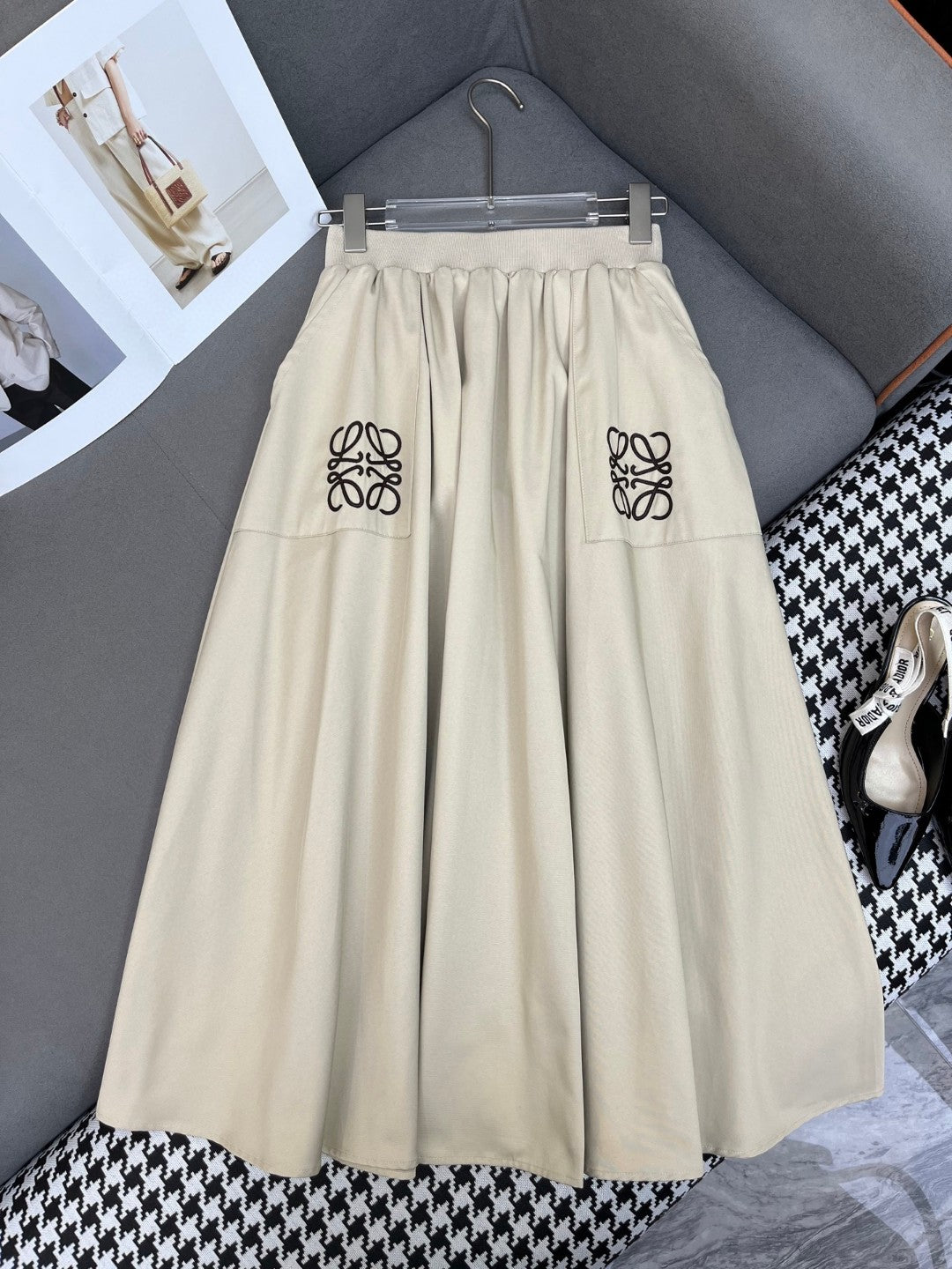 25ss New Half Skirt logo embroidered leather decoration casual skirt