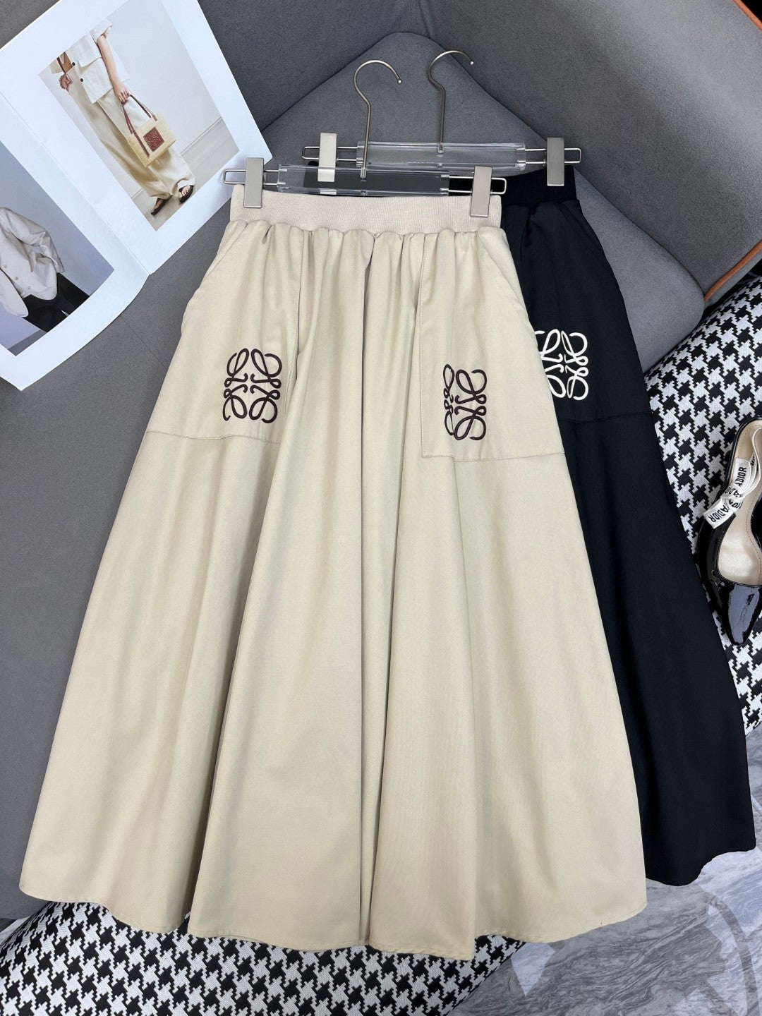 25ss New Half Skirt logo embroidered leather decoration casual skirt