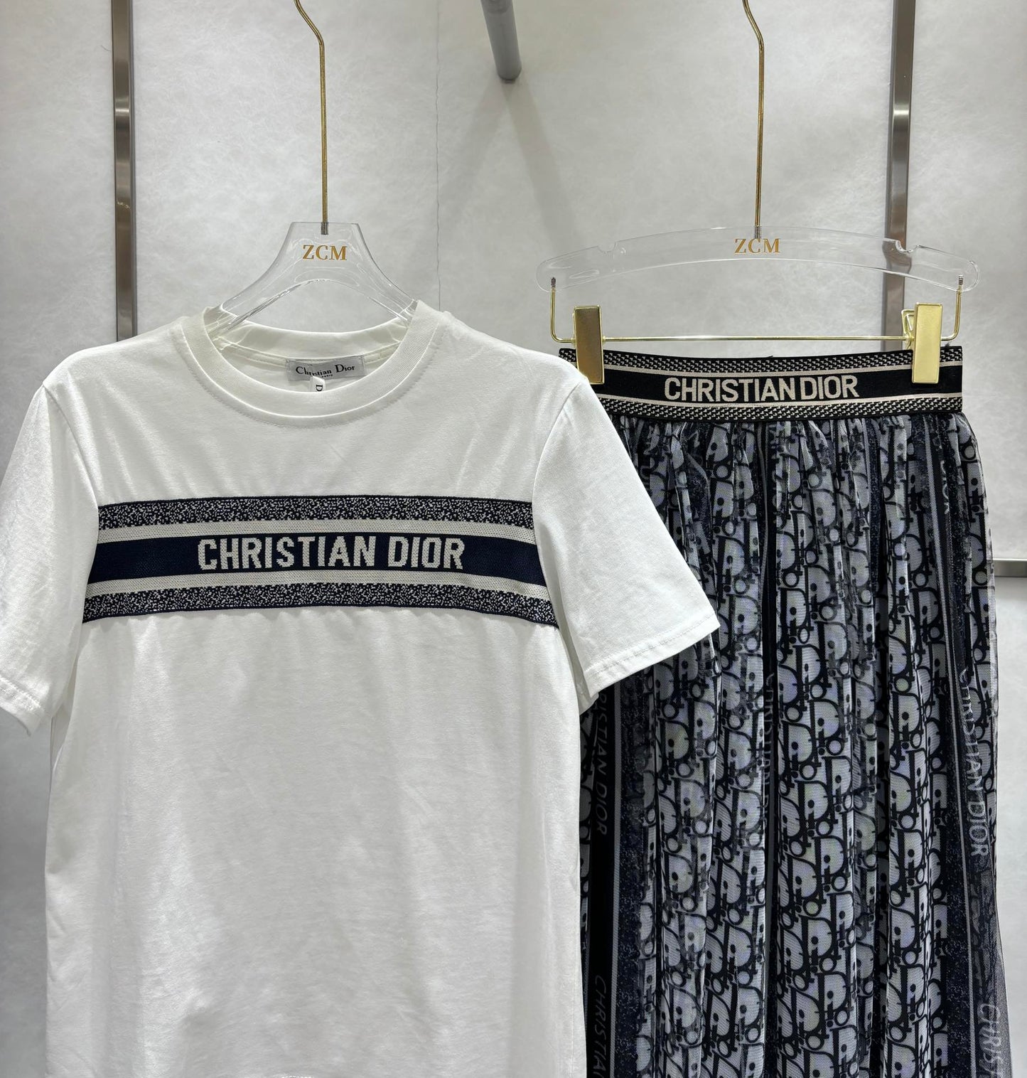 Letter short sleeve gauze printed skirt sui