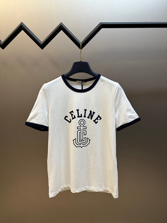 Basic color matching letters short sleeves