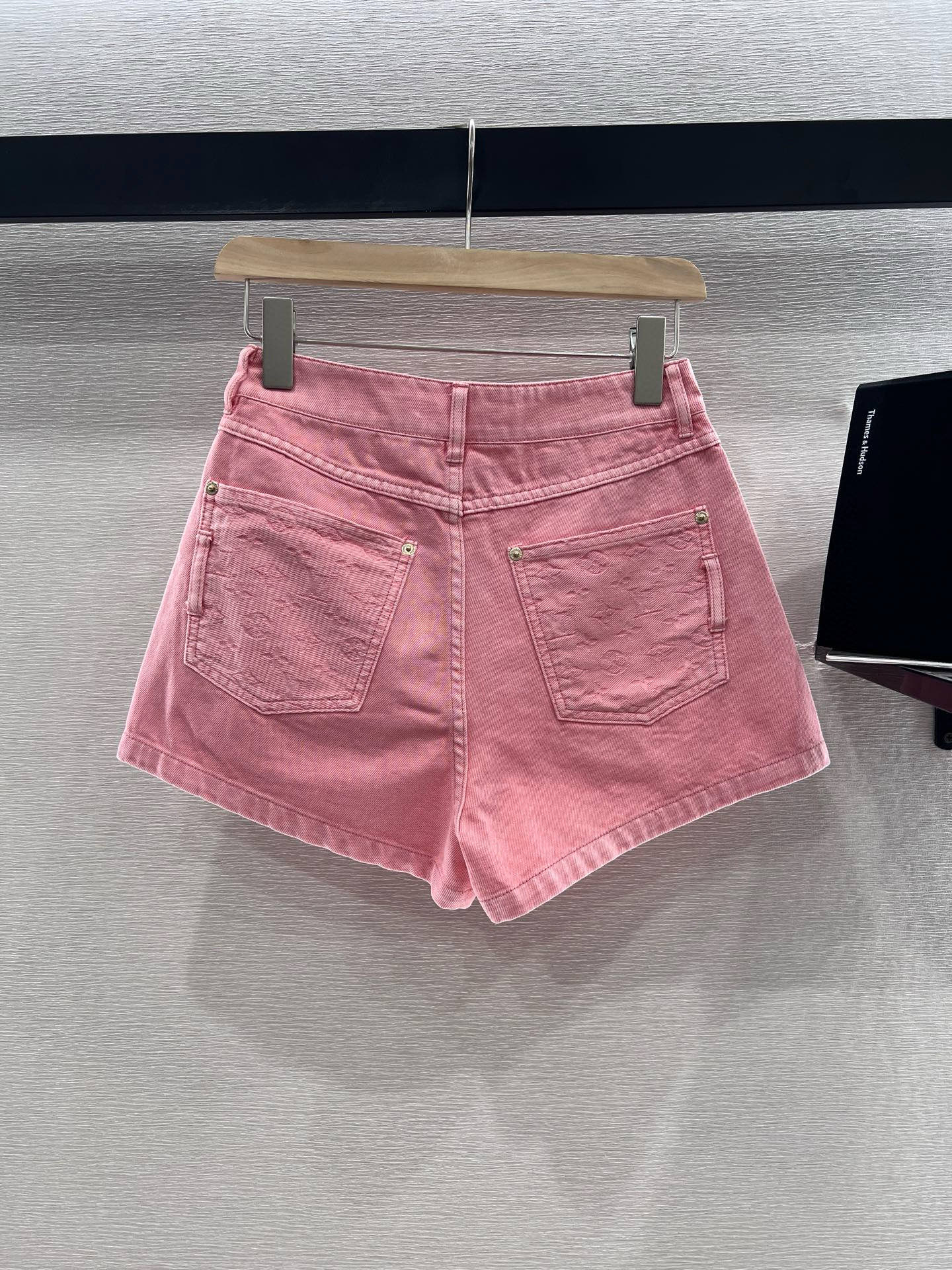 Pink Denim Jacquard Pocket Shorts