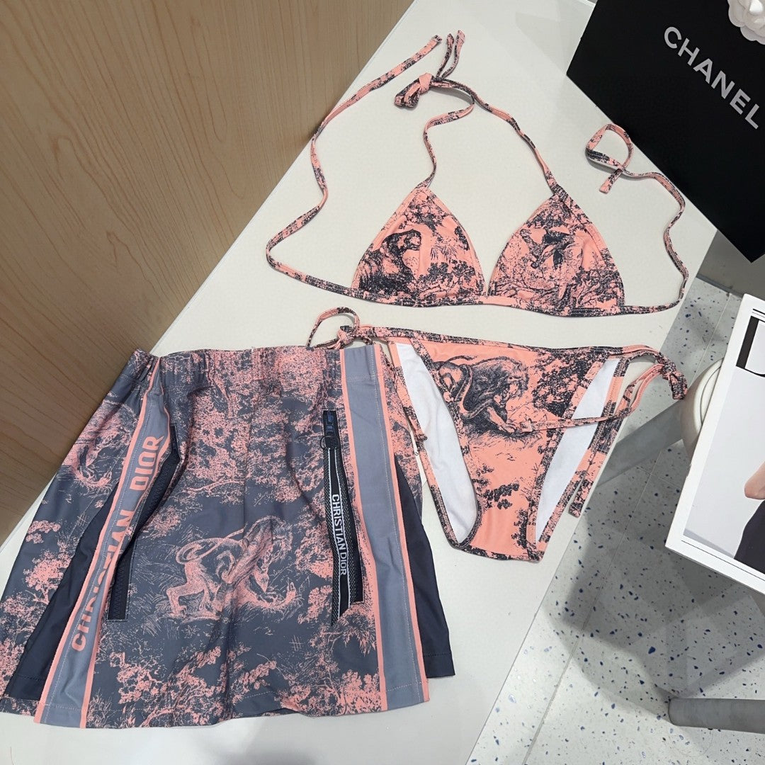 Classic artistic swimsuit three-piece set