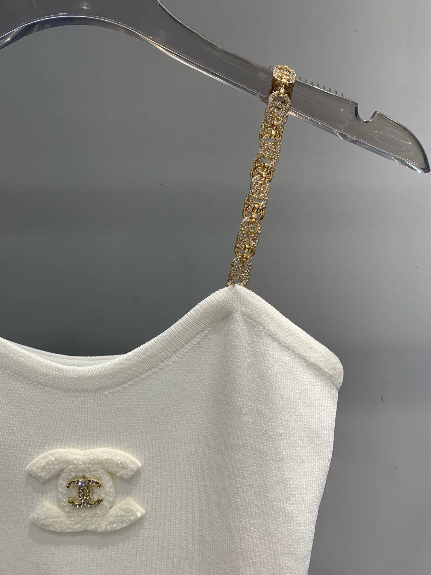 Double C stereoscopic towel embroidered custom hardware chain sling knitted vest