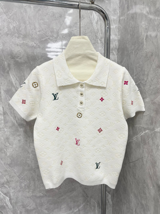 Butterfly sequined letter embroidered knitted vest