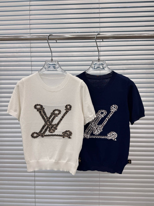 Round neck knot printed short sleeve